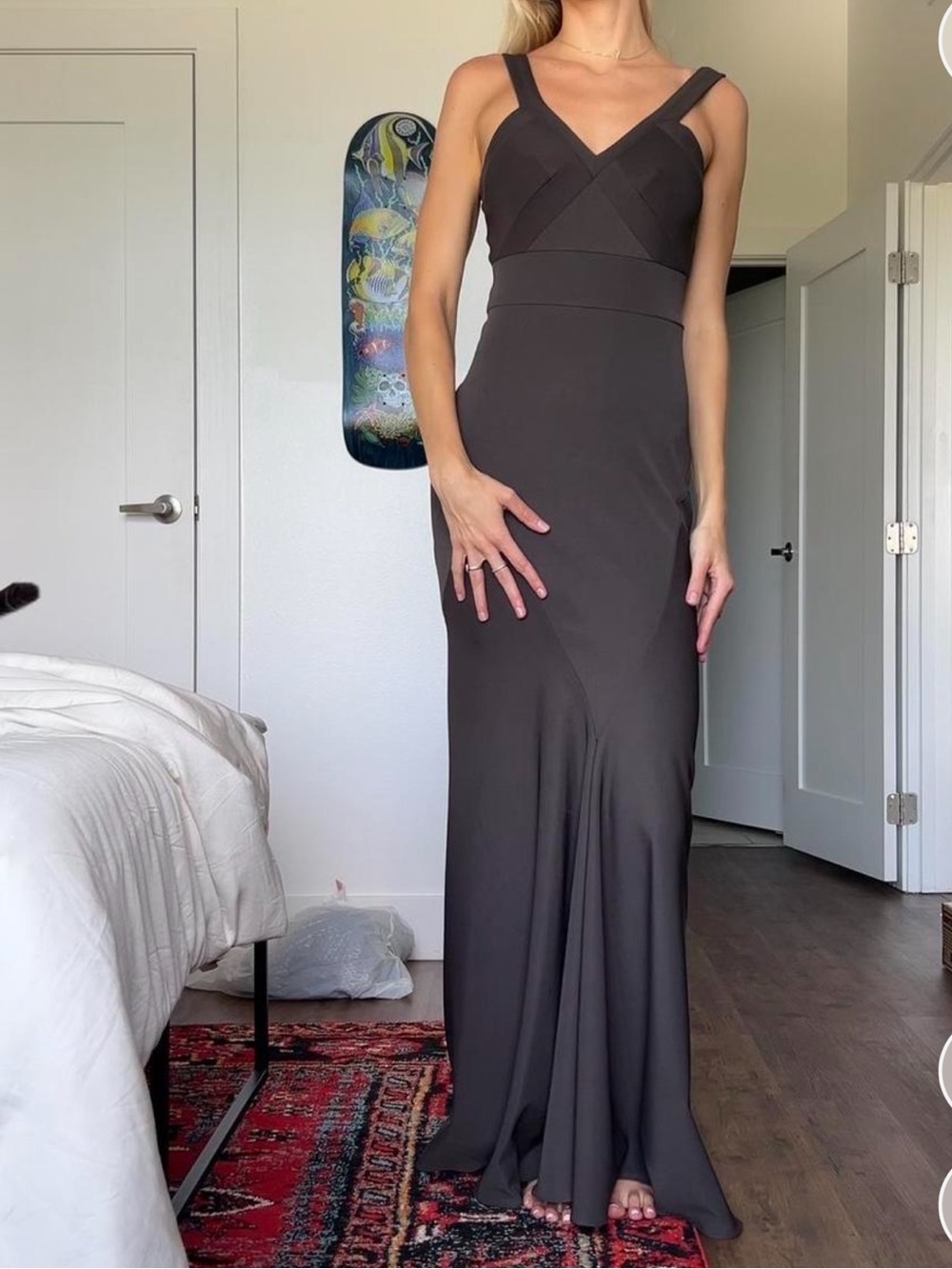 ZAC Zac Posen Chocolate Brown Cross-Front Maxi Dress